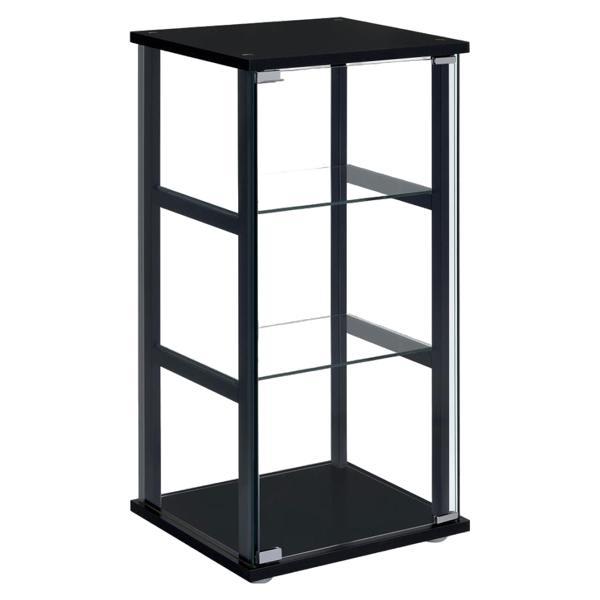 Cyclamen 3-Shelf Clear Glass Curio Display Cabinet - Black 