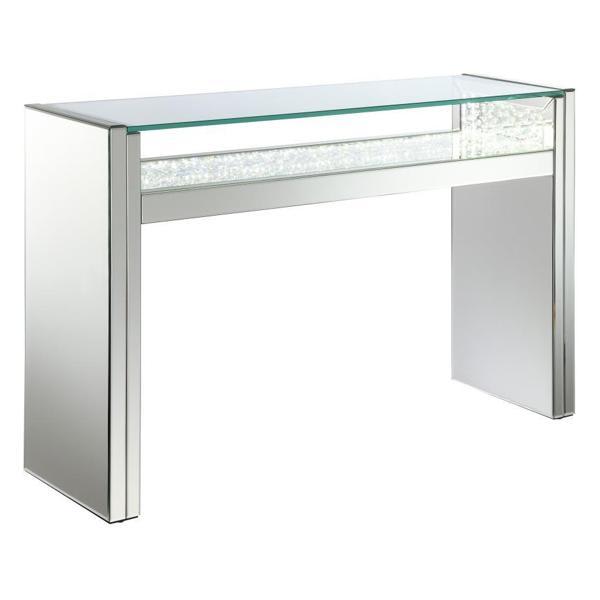 Edna Mirrored Acrylic Console Table with LED Lighting - Silver 