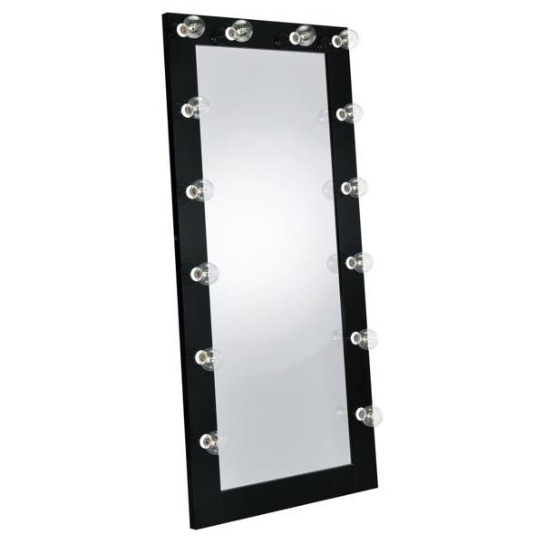 Zayan Floor Mirror LED Lighting Black Gloss - Silver 