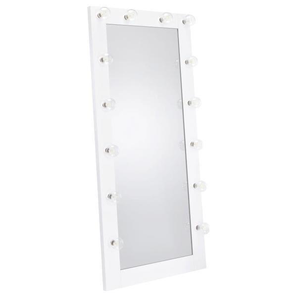 Zayan Floor Mirror LED Lighting White Gloss - Silver 
