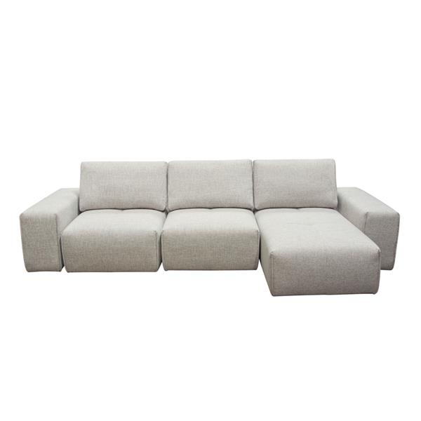Jazz Modular 3-Seater Chaise Sectional with Adjustable Backrests in Light Brown Fabric 