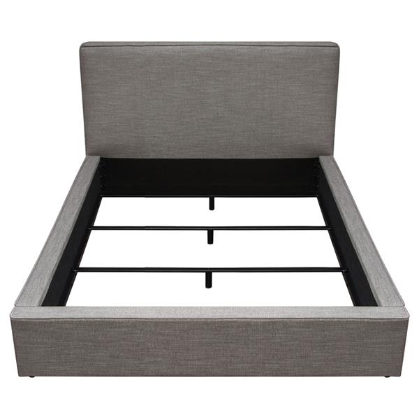 Cloud 43-Inch Low Profile Eastern King Bed in Grey Fabric 