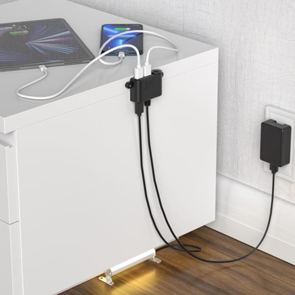 USB Dual Port Charging Station with LED Night Light and AC Adapter 
