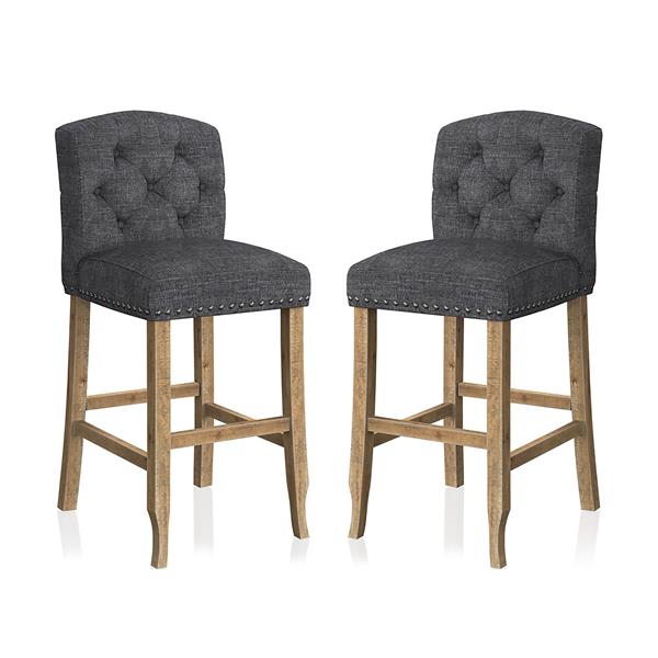 Lyon Cottage Button Tufted Dining Chairs in Dark Gray - Set of Two 