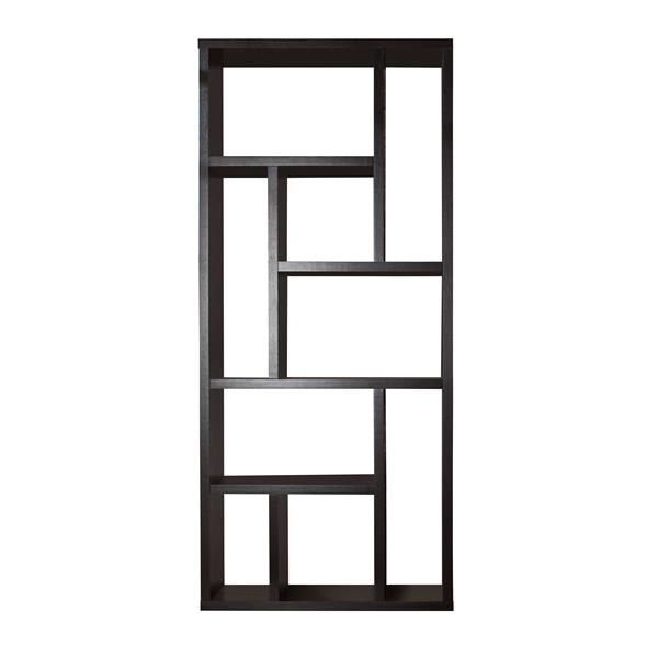 Zina Modern 9-Shelf Display Cabinet - Cappuccino 