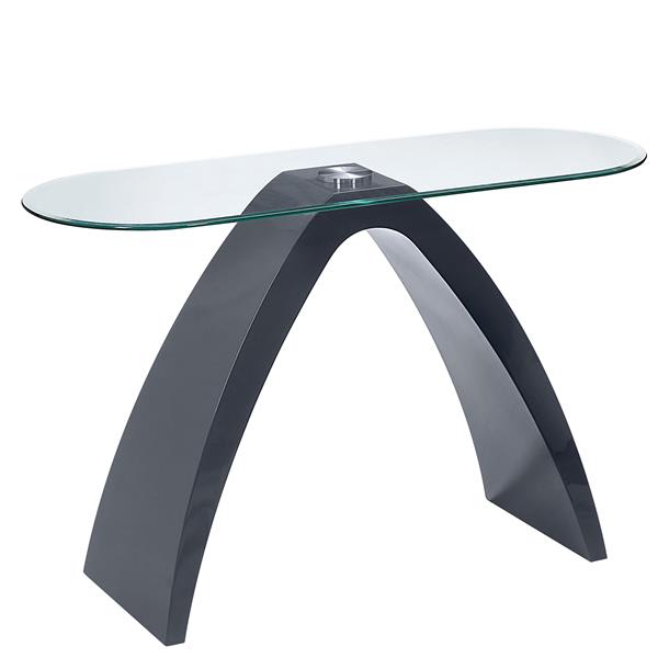 Pelletoni Glass Top Console Table in Gray 