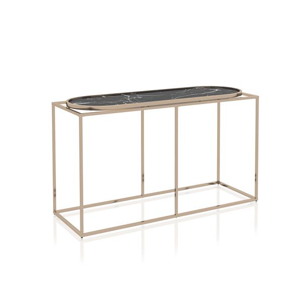 Pope Faux Marble Top Console Table in Black 