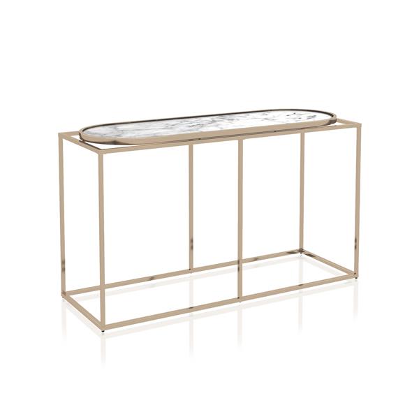 Pope Faux Marble Top Console Table in White 