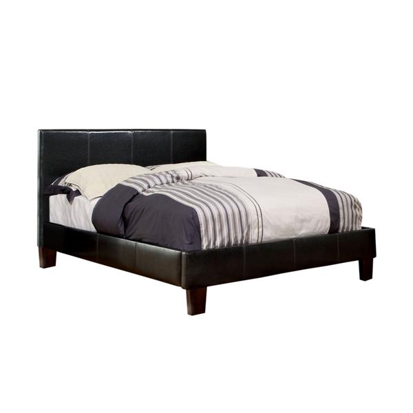Ameena Contemporary Faux Leather Queen Platform Bed in Espresso 