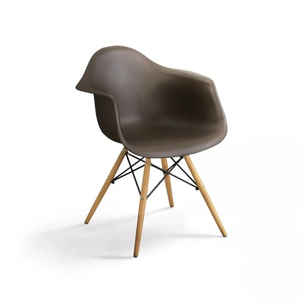 Kylie Mid-Century Modern Curved Accent Chairs in Brown - Set of Two 