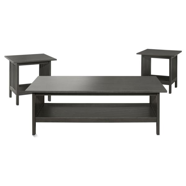 Lewiston 3-Piece Occasional Set with Rubberwood Veneer and Antique Gray Finish Frame 