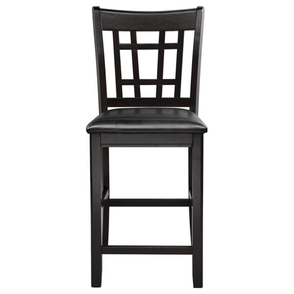 Junipero Counter Height Chair with Wood Frame - Dark Cherry Finish Frame - Faux Leather Upholstery - Set of 2 