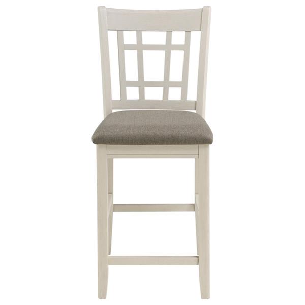 Junipero Counter Height Chair with Wood Frame and Fabric Upholstery - Antique White Finish Frame - Set of 2 