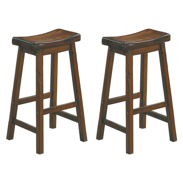 Saddleback 29-Inch Bar Height Stool with Solid Wood Frame and Distressed Cherry Finish Frame - Set of 2 