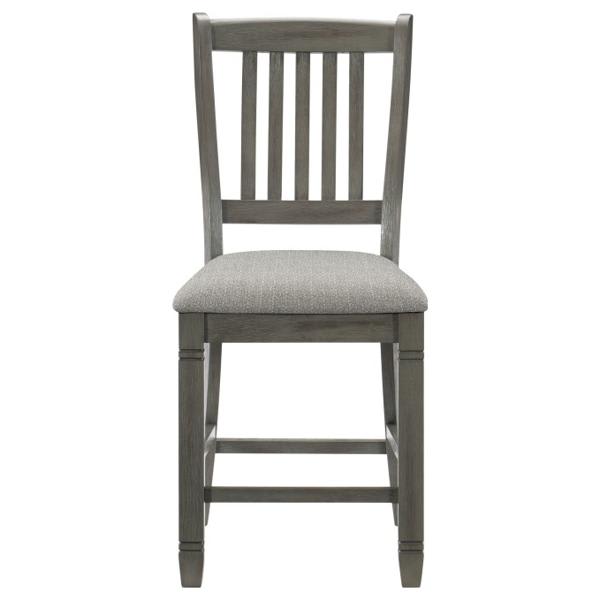 Granby Counter Height Side Chair with Wood Frame and Gray Fabric Upholstery - Antique Gray Finish Frame 