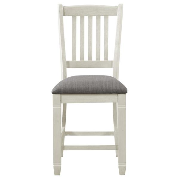 Granby Counter Height Chair with Wood Frame - Neutral Fabric Upholstery - Antique White Finish Frame - Set of 2 