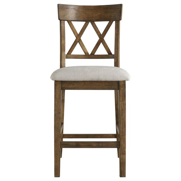 Balin Counter Height Chair with Double X Back - Light Oak Finish Frame and Gray Fabric Upholstery - Set of 2 