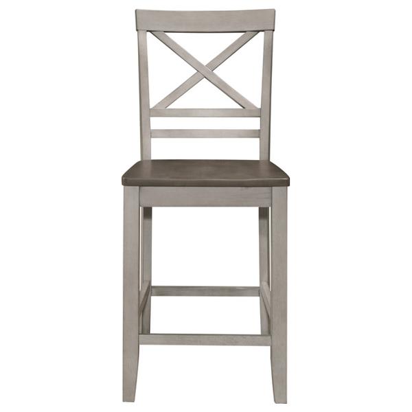Brightleaf Counter Height Chair with Wood Frame - 2-Tone Finish: Brown Seat and Light Gray Frame 