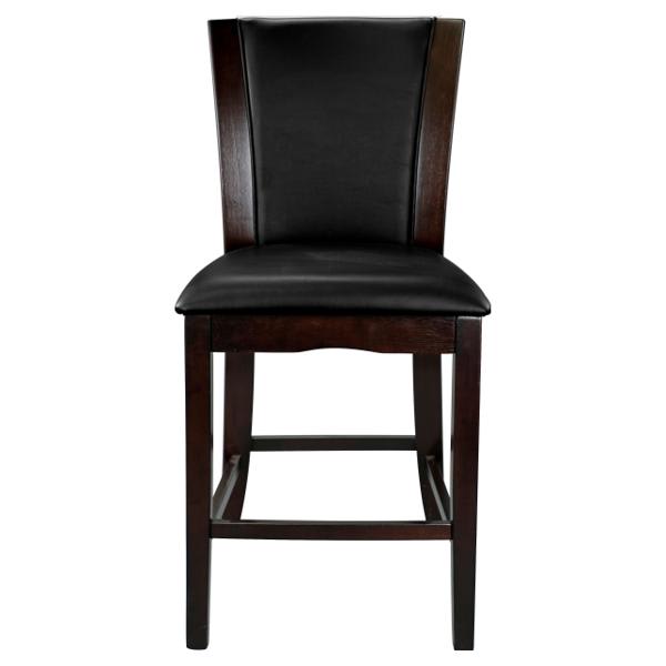 Daisy Counter Height Chair with Wood Frame in Espresso Finish and Dark Brown Faux Leather Upholstery - Set of 2 