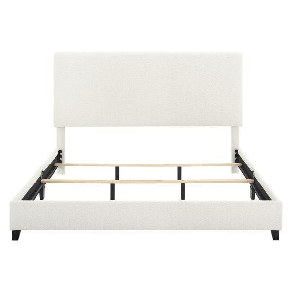 Bridger Queen Size White Boucle Upholstered Platform Bed - Quick Assembly 