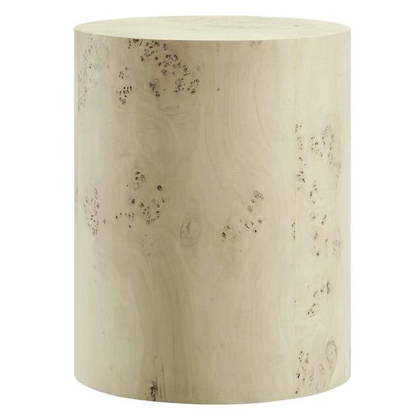 Cosmos 16" Round Burl Wood Side Table - Bleached Burl 