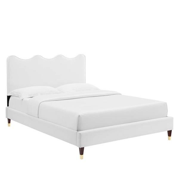 Current Performance Velvet Full Platform Bed - White - Style C 