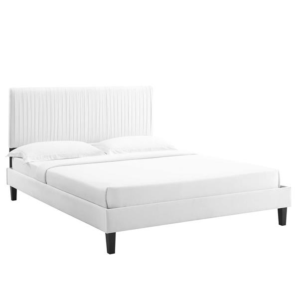 Peyton Performance Velvet Full Platform Bed - White - Style A 