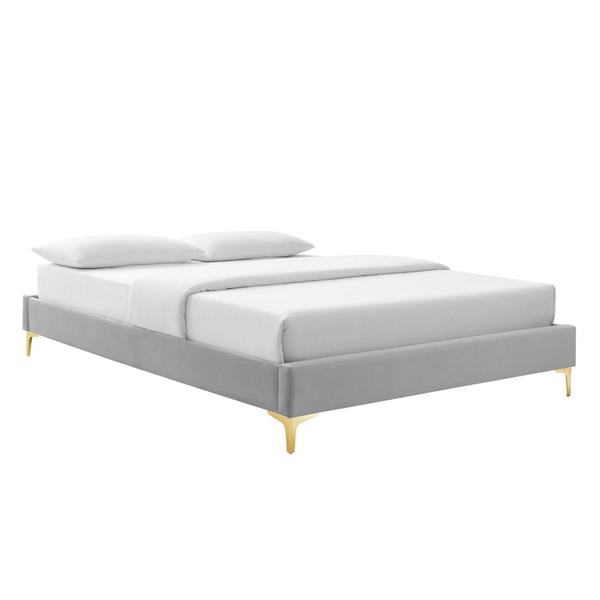 Sutton Twin Performance Velvet Bed Frame - Light Gray 