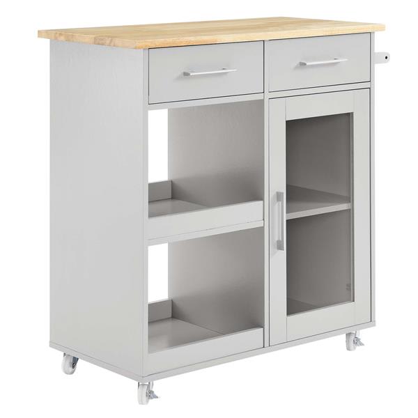 Culinary Kitchen Cart With Towel Bar - Light Gray Natural 