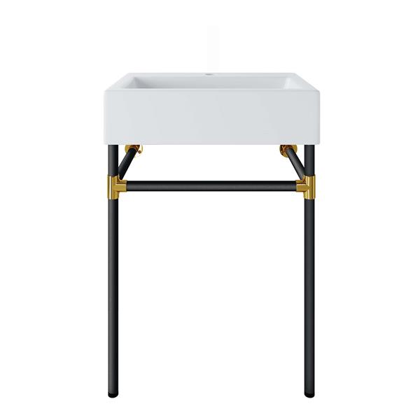 Redeem 24" Wall-Mount Black Stainless Steel Bathroom Vanity - Black White 