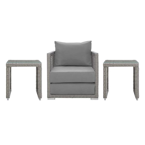 Aura 3 Piece Outdoor Patio Wicker Rattan Set B - Gray Gray 