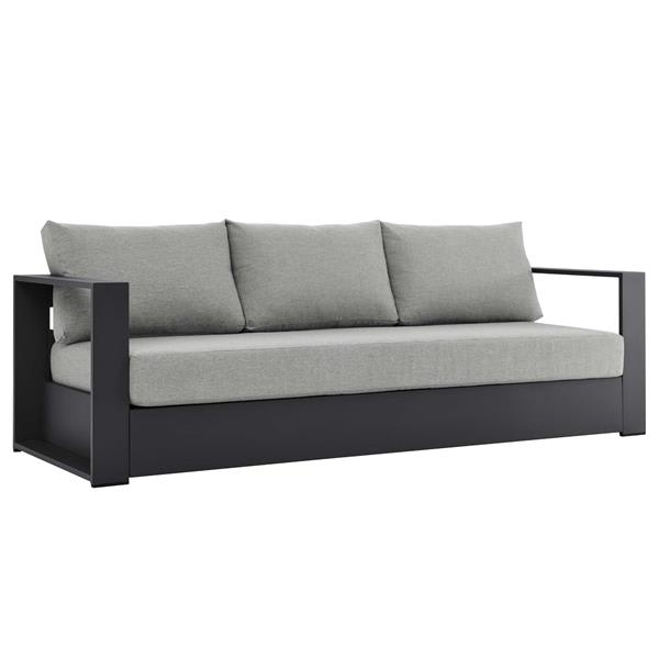 Tahoe Outdoor Patio Powder-Coated Aluminum Sofa - Gray Gray 