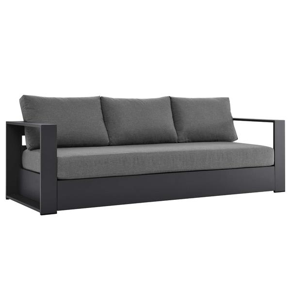 Tahoe Outdoor Patio Powder-Coated Aluminum Sofa - Gray Charcoal 