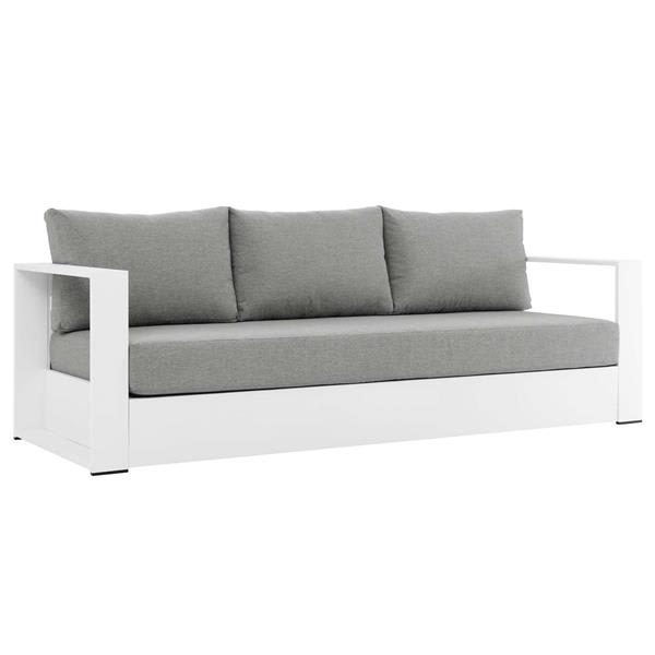 Tahoe Outdoor Patio Powder-Coated Aluminum Sofa - White Gray 