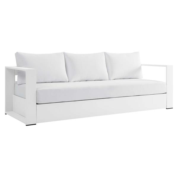 Tahoe Outdoor Patio Powder-Coated Aluminum Sofa - White White 