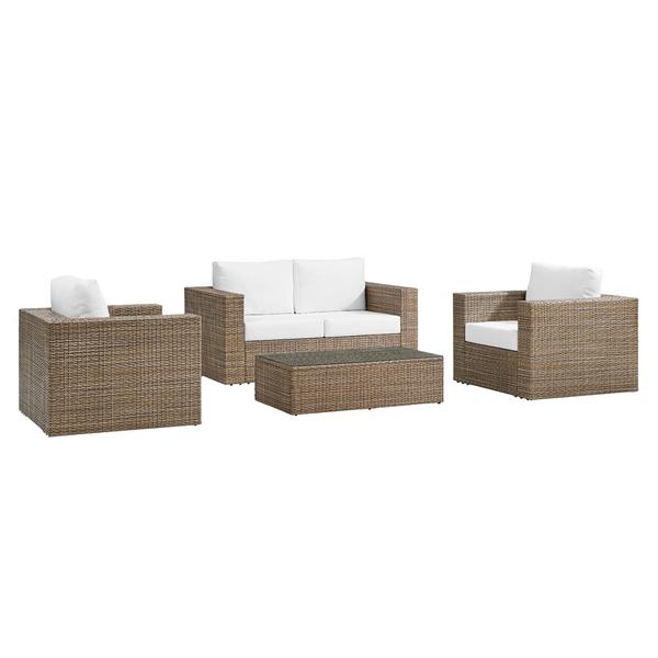 Convene Outdoor Patio 4-Piece Furniture Set - Cappuccino White- Style B 