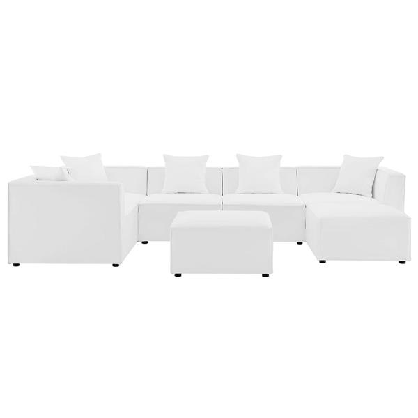 Saybrook Outdoor Patio Upholstered 7-Piece Sectional Sofa - White 