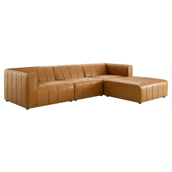 Bartlett Vegan Leather 4-Piece Sectional Sofa - Tan 