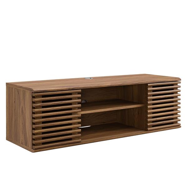 Render 46" Wall-Mount Media Console TV Stand - Walnut 
