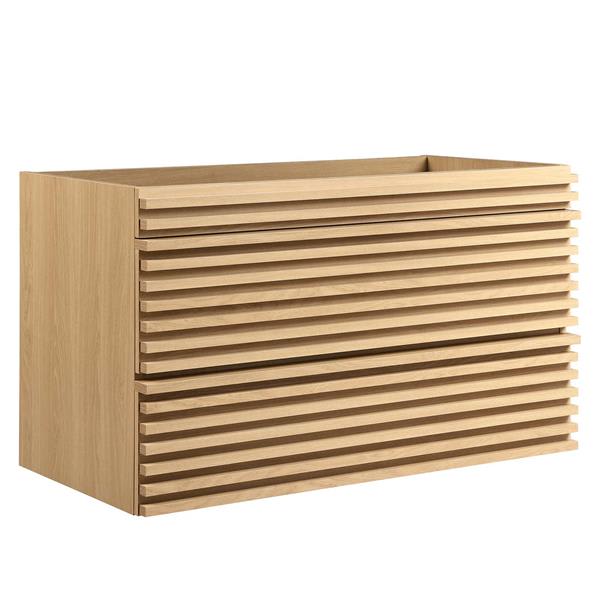 Render 36" Wall-Mount Bathroom Vanity Cabinet (Sink Basin Not Included) - Oak 