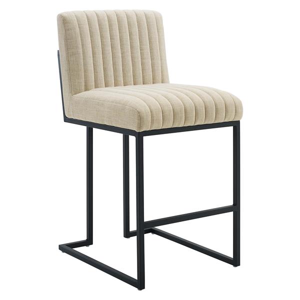 Indulge Channel Tufted Fabric Counter Stool - Beige 