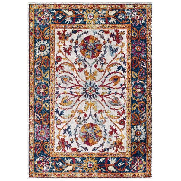 Entourage Samira Distressed Vintage Floral Persian Medallion 5x8 Area Rug - Multicolored 
