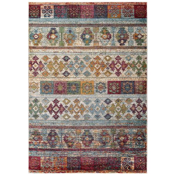 Tribute Nala Distressed Vintage Floral Lattice 5x8 Area Rug - Multicolored 