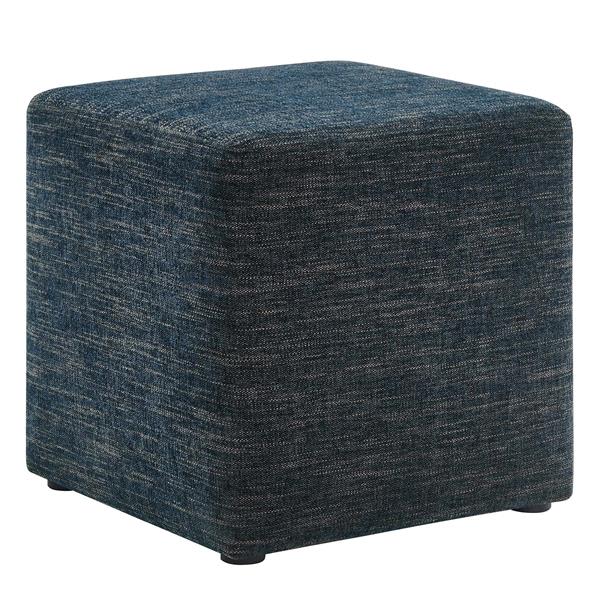 Callum 17" Square Woven Heathered Fabric Upholstered Ottoman - Heathered Weave Azure 
