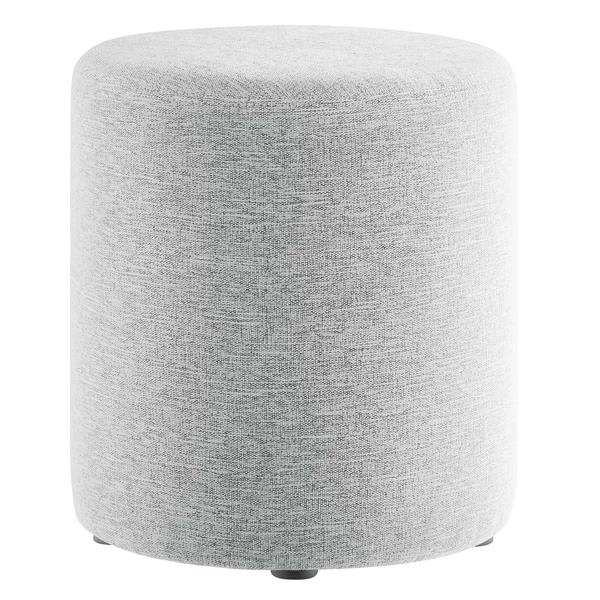 Callum 16" Round Woven Heathered Fabric Upholstered Ottoman - Heathered Weave Light Gray 