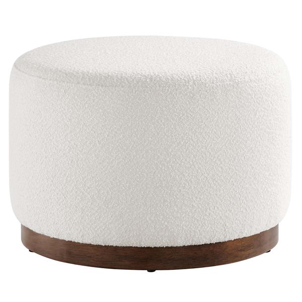 Tilden Large 23" Round Boucle Upholstered Upholstered Ottoman - Cloud Walnut 
