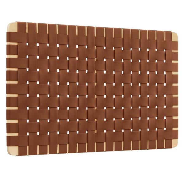 Sparta Weave Wall-Mount Twin Vegan Leather Headboard - Natural Brown 