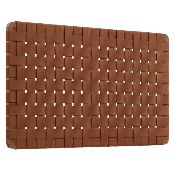 Sparta Weave Wall-Mount Twin Vegan Leather Headboard - Walnut Brown 