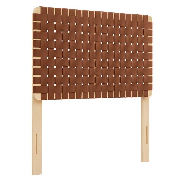 Sparta Weave Twin Vegan Leather Headboard - Natural Brown 