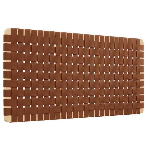 Sparta Weave Full Vegan Leather Headboard - Natural Brown - Style A 